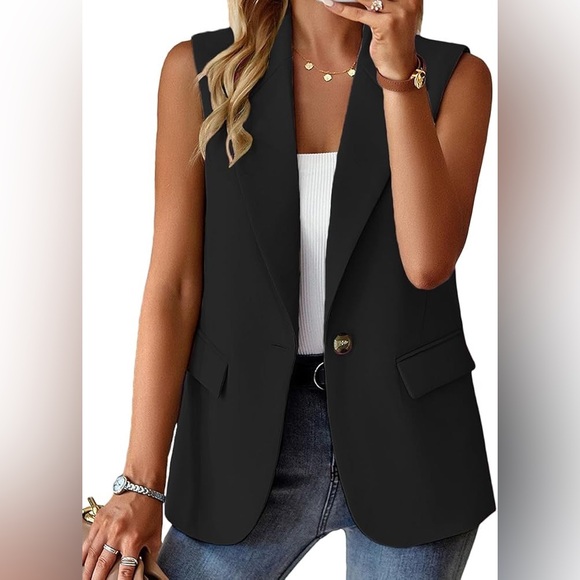 MINA SELF Women's Sleeveless Vest Blazer Casual Open Front Work Office Tops - Picture 6 of 13